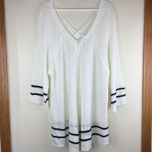 NY Collection Open Knit V Neck Sweater 2X ☺️